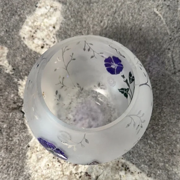 Lenox butterfly meadow Frosted Glass with ode bowl non lead crystal 6” - Picture 6 of 8